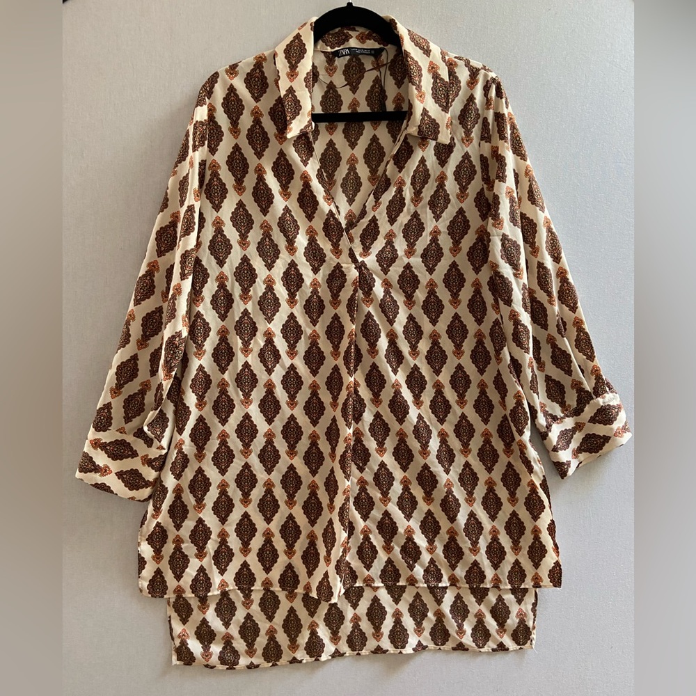 Zara long paisley print blouse  Sz xl
